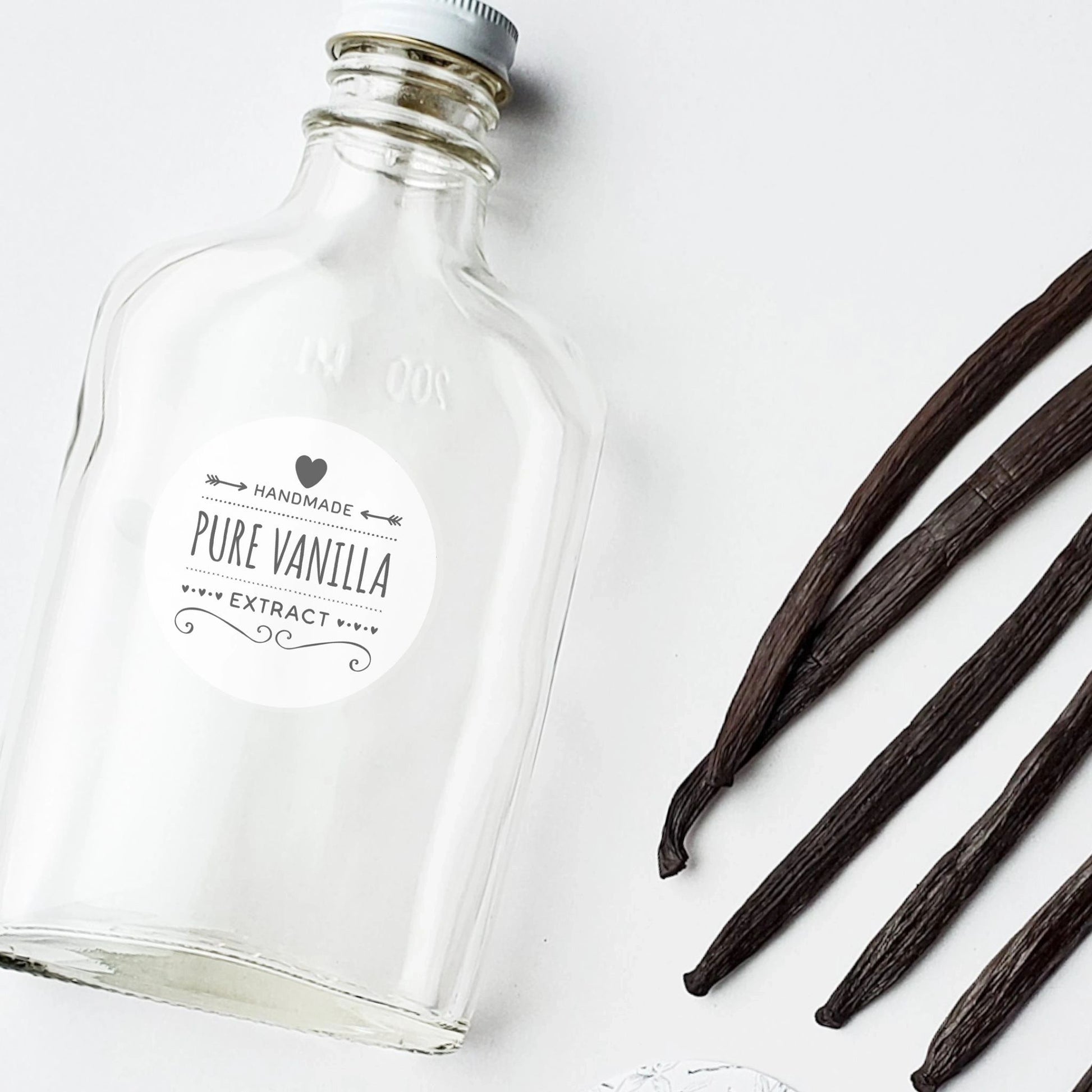 Homemade Vanilla Extract Labels with 2 oz Bottles - 4 Line Write-In -  Handmade by Conquest of Happiness